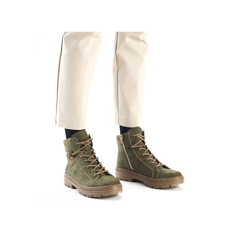 Rieker Artikelnummer N0030-54 Rieker Damen Schnürstiefel kaktusgrün Fabrik Onlineshop