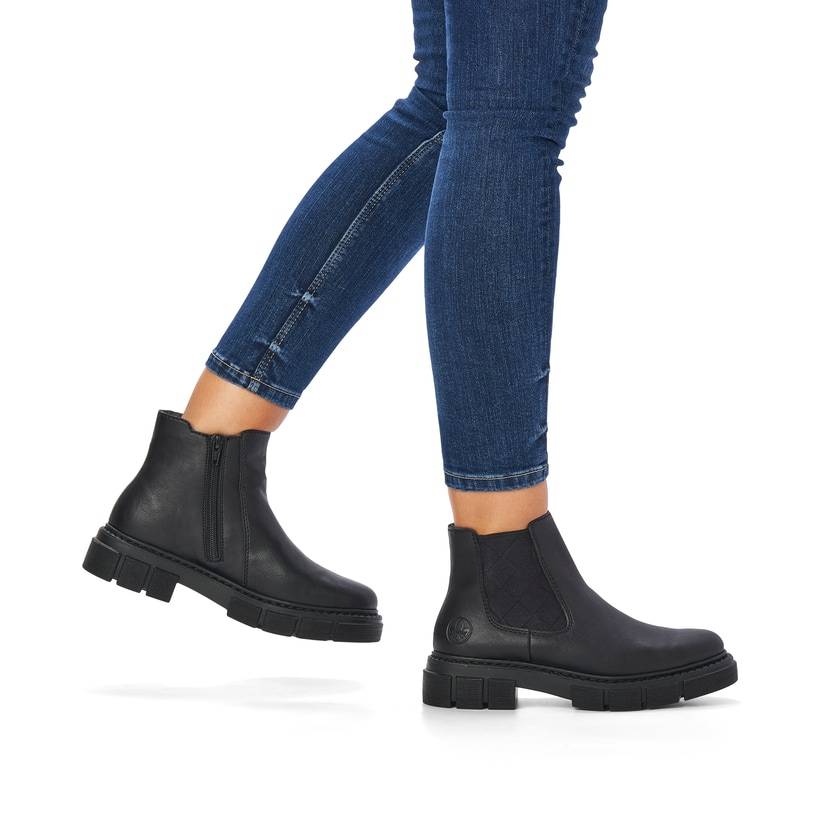 Rieker Artikelnummer M3854-00 Rieker Damen Chelsea Boots graphitschwarz Große Rabatte