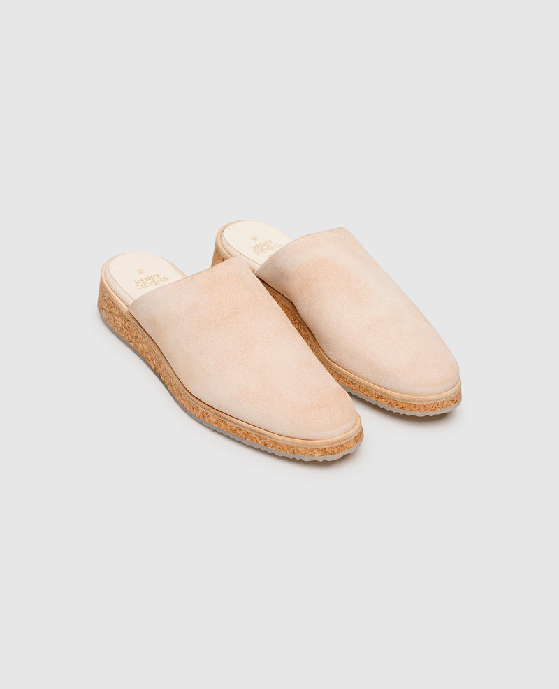 Shoepassion Leichte Damen-Mules mit Velours & Korksohle Henry Stevens Shoepassion Fabrik Onlineshop