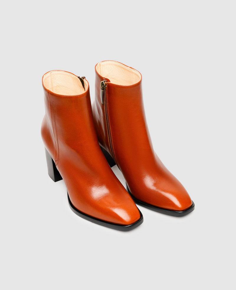 Shoepassion Glattleder-Stiefelette mit 7 cm hohem Blockabsatz Henry Stevens Shoepassion Muttertagsangebot