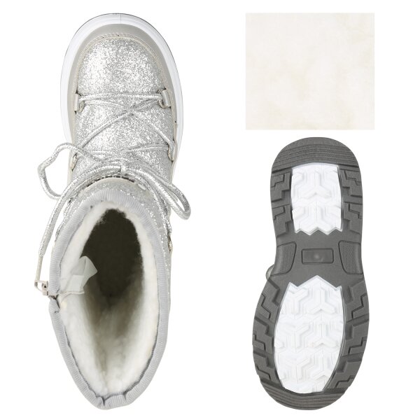 Stiefelparadies Kinder Winter Boots in Silber Begrenzt auf 3 Tage