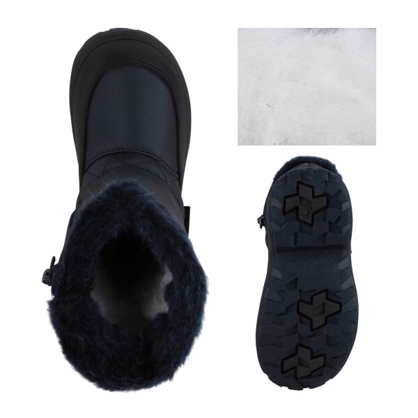 Stiefelparadies Kinder Winter Boots in Schwarz Dunkelblau Outlet