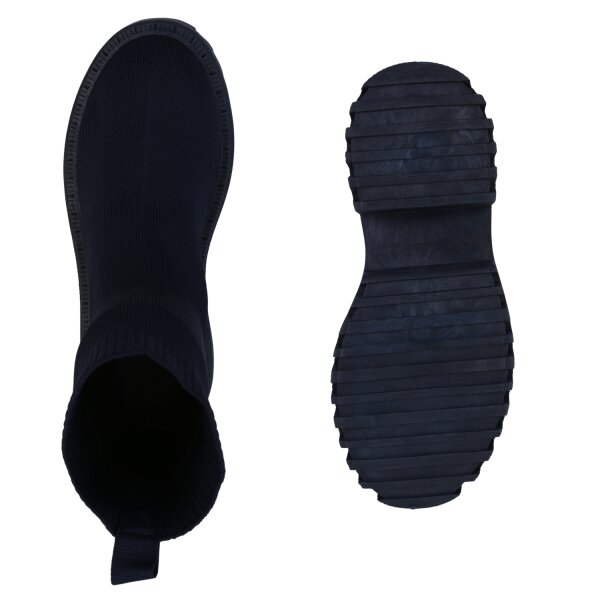 Stiefelparadies Damen Plateau Boots in Dunkelblau Auslauf