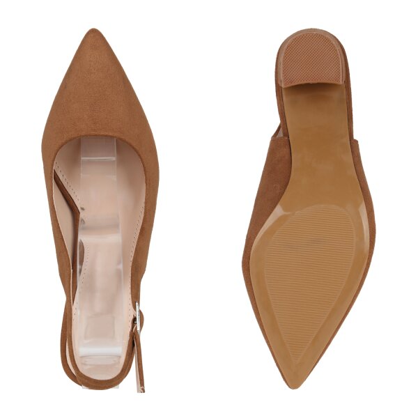 Stiefelparadies Damen Slingpumps in Hellbraun Blitzverkäufe