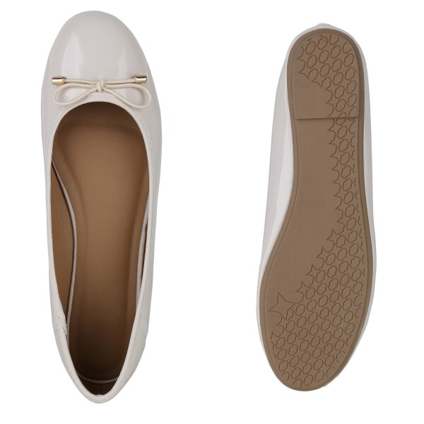 Stiefelparadies Damen Übergrößen Klassische Ballerinas in Beige Lack Günstig kaufen