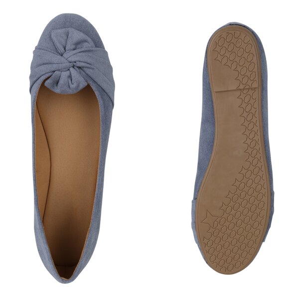 Stiefelparadies Damen Übergrößen Klassische Ballerinas in Blau Versandkostenfrei