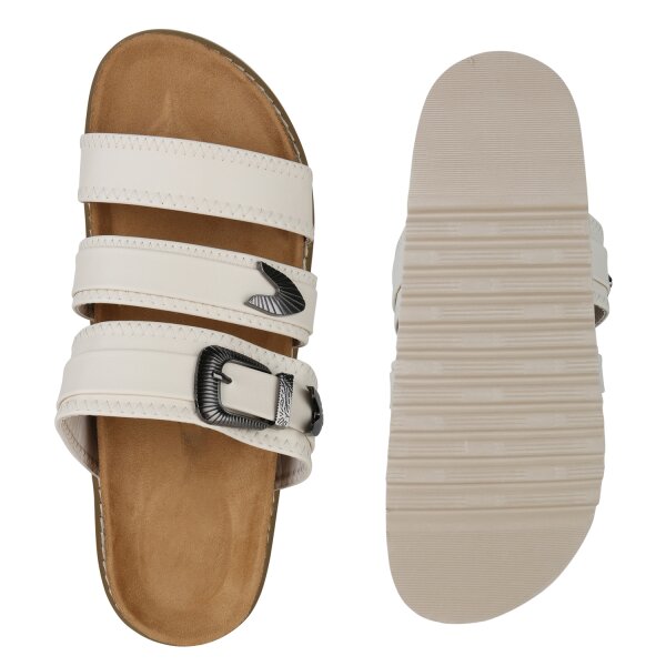 Stiefelparadies Damen Übergrößen Pantoletten in Beige Saisonschlussverkauf