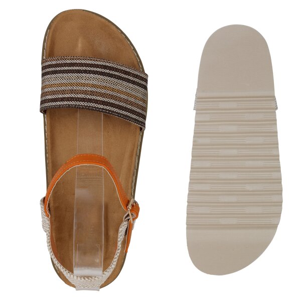 Stiefelparadies Damen Übergrößen Riemchensandalen in Orange Weihnachtsangebot