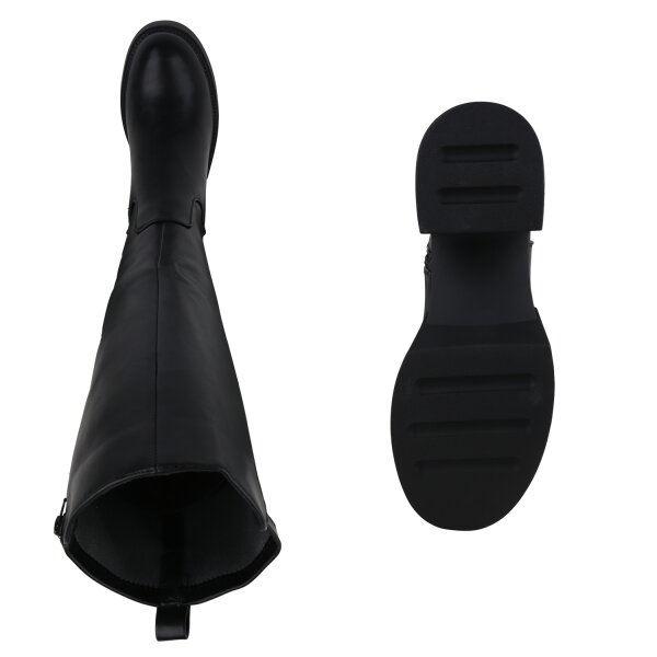 Stiefelparadies Damen Übergrößen Klassische Stiefel in Schwarz Top Angebot