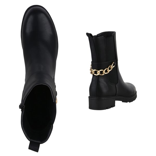 Stiefelparadies Damen Übergrößen Klassische Stiefeletten in Schwarz Zeitlich begrenztes Angebot