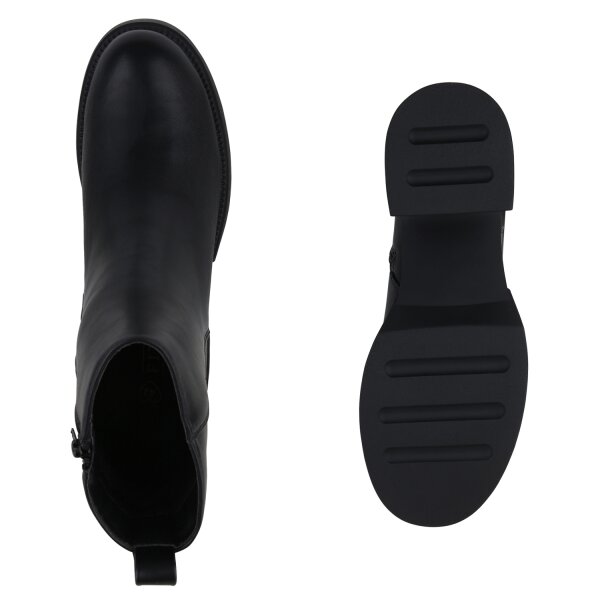 Stiefelparadies Damen Übergrößen Klassische Stiefeletten in Schwarz Blitzangebot