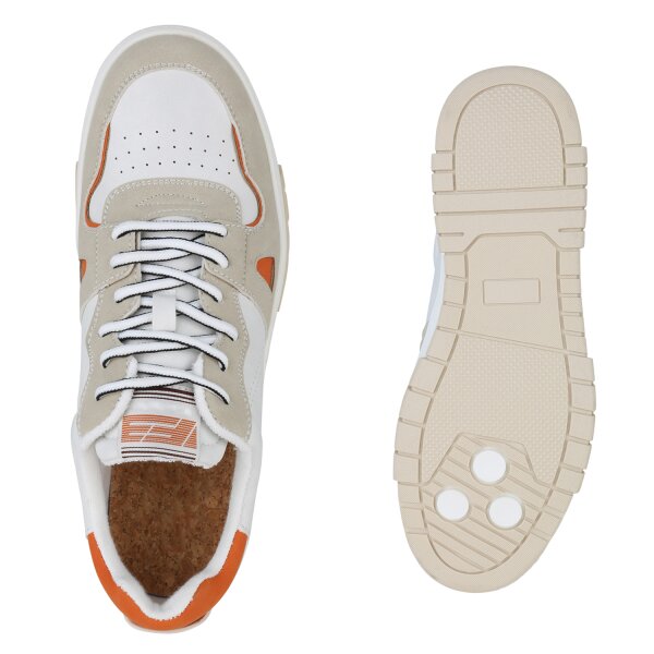 Stiefelparadies Herren Sneaker Low in Weiss Beige Orange JETZT KAUFEN
