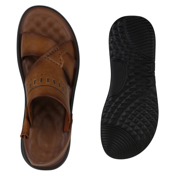 Stiefelparadies Herren Komfort Sandalen in Hellbraun Super Rabatt