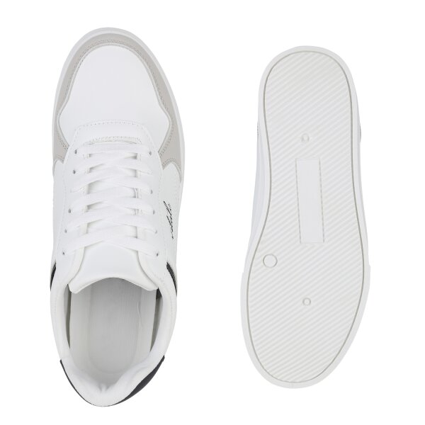 Stiefelparadies Herren Sneaker Low in Weiss Dunkelblau 2025