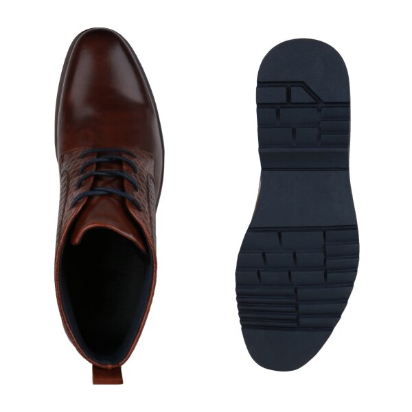 Stiefelparadies Herren Klassische Halbschuhe in Braun Muster Blitzangebot