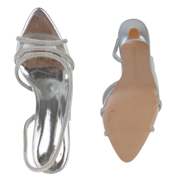 Stiefelparadies Damen High Heels in Silber Letzte 2 Tage