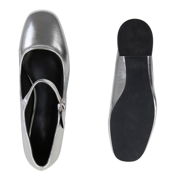 Stiefelparadies Damen Mary Janes in Silber Zeitbegrenzte Promotion