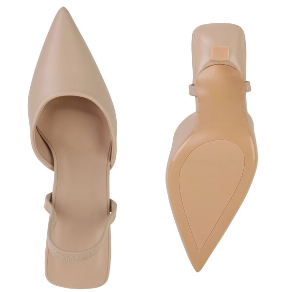 Stiefelparadies Damen Slingpumps in Beige Bis zu 65% Rabatt