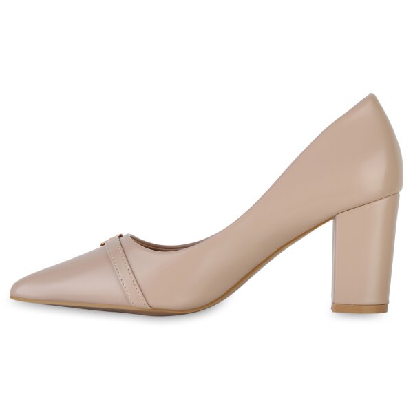 Stiefelparadies Damen Spitze Pumps in Beige Nur für heute