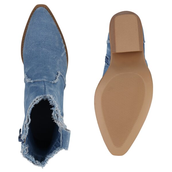 Stiefelparadies Damen Cowboy Boots in Hellblau 50% Rabatt mit kostenlosem Versand
