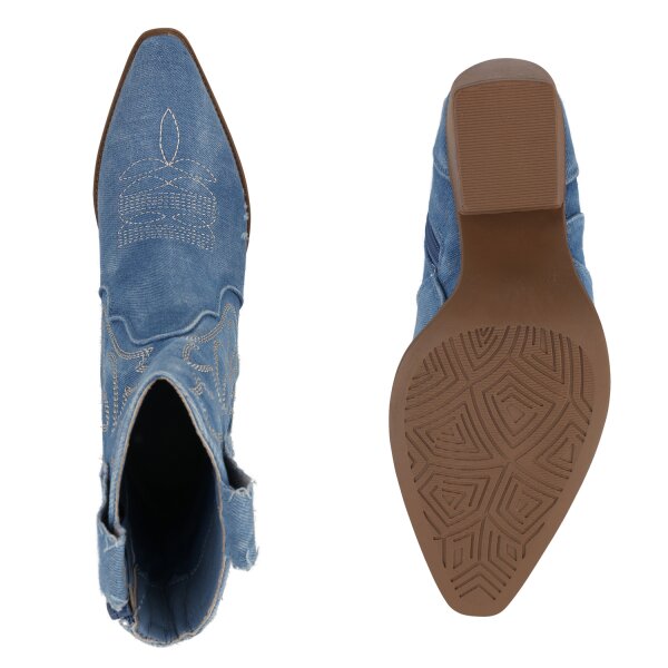 Stiefelparadies Damen Cowboy Boots in Hellblau Denim Clearance-Verkauf