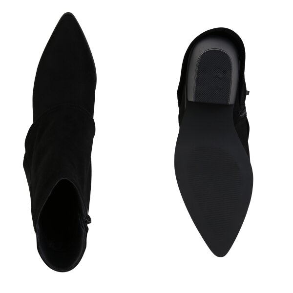 Stiefelparadies Damen Cowboy Boots in Schwarz Velours Begrenzt auf 3 Tage