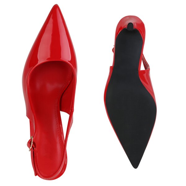 Stiefelparadies Damen Slingpumps in Rot Lack 50% Rabatt für begrenzte Zeit
