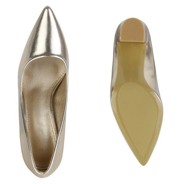 Stiefelparadies Damen Spitze Pumps in Gold Online