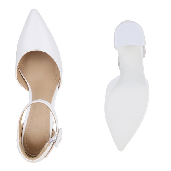 Stiefelparadies Damen Spitze Pumps in Weiss Auslauf