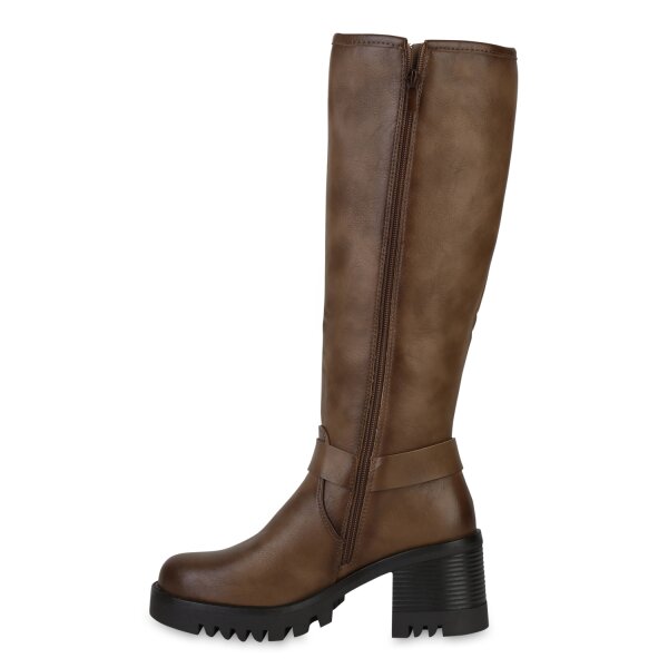 Stiefelparadies Damen Bikerstiefel in Khaki