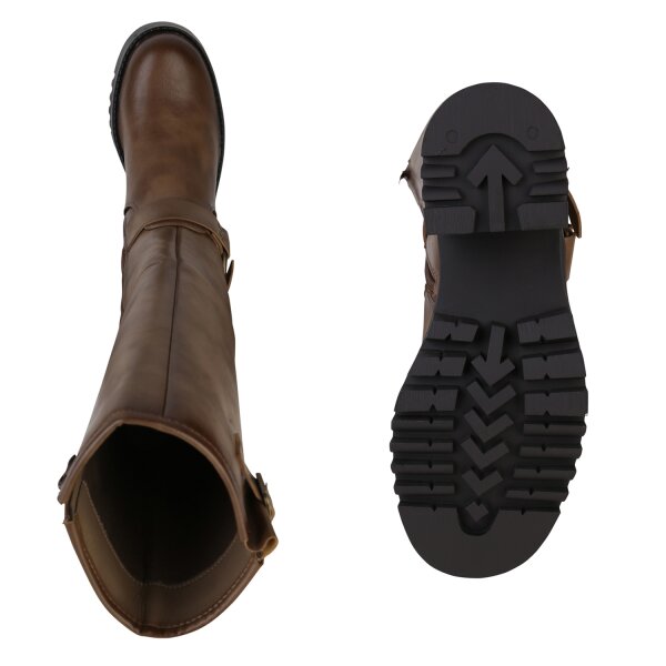 Stiefelparadies Damen Bikerstiefel in Khaki Hotsell