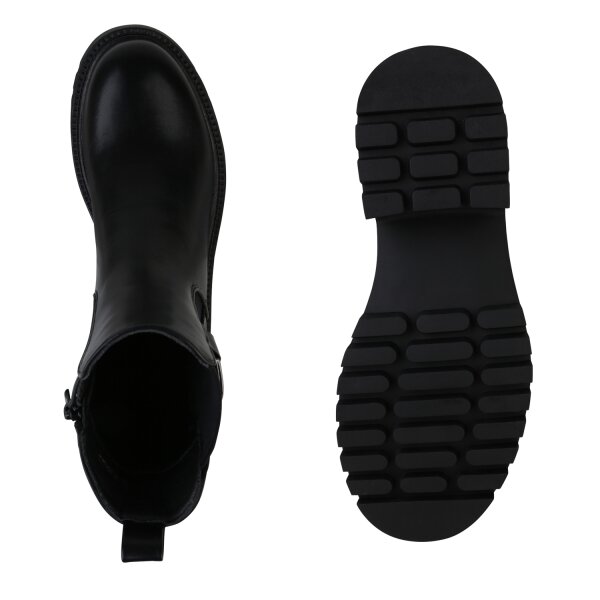 Stiefelparadies Damen Klassische Stiefeletten in Schwarz Fabrikverkauf