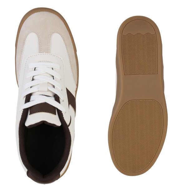 Stiefelparadies Damen Sneaker Low in Beige Kostenloser Versand