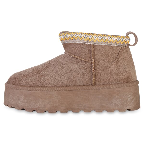 Stiefelparadies Damen Winter Boots in Khaki