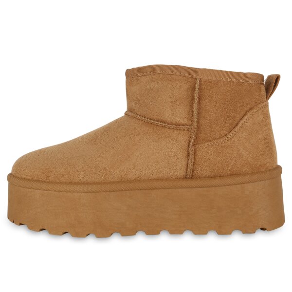 Stiefelparadies Damen Winter Boots in Hellbraun Versandkostenfrei