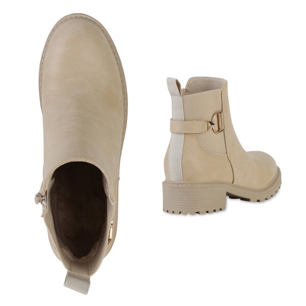 Stiefelparadies Damen Klassische Stiefeletten in Beige Online Shopping