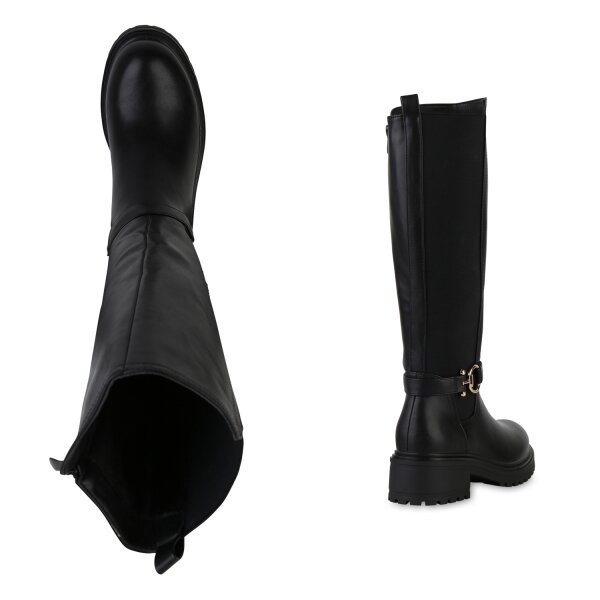 Stiefelparadies Damen Bikerstiefel in Schwarz Exklusivangebot