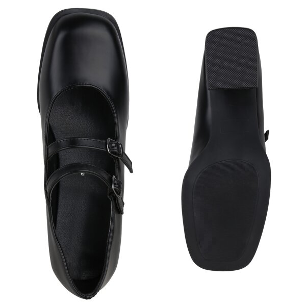 Stiefelparadies Damen Mary Janes in Schwarz Lagerräumung
