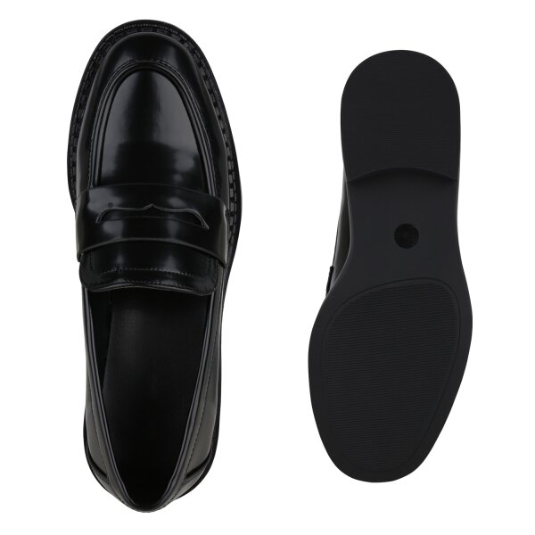 Stiefelparadies Damen Loafers in Schwarz Kauf eins, bekomm eins gratis