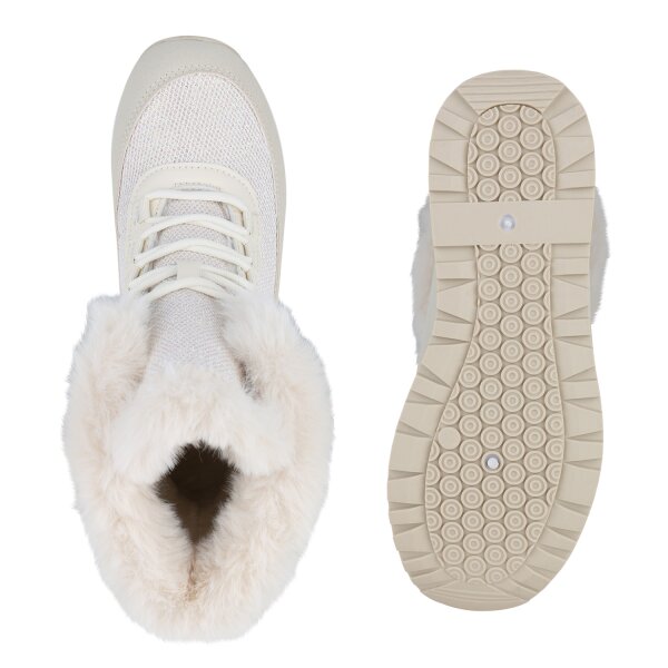 Stiefelparadies Damen Sneakerstiefel in Beige Kostenlose Rückgabe