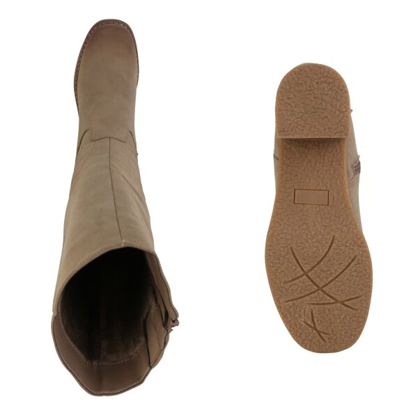 Stiefelparadies Damen Klassische Stiefel in Khaki Letzter Tag