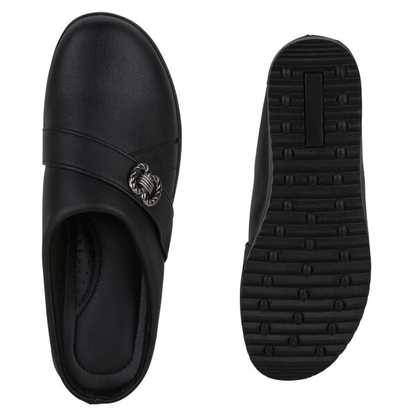 Stiefelparadies Damen Pantoffeln in Schwarz Bis zu 50% Rabatt