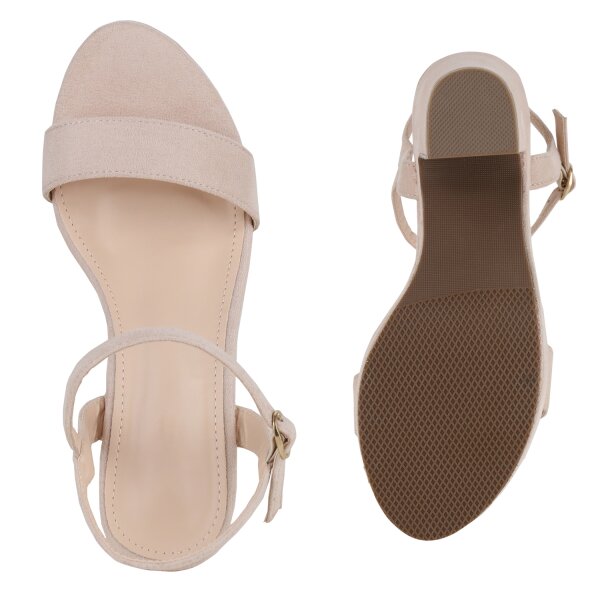 Stiefelparadies Damen Plateau Sandaletten in Beige Kostenloser Versand international