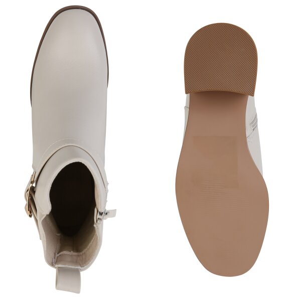 Stiefelparadies Damen Biker Boots in Beige Fabrikladen