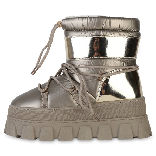 Stiefelparadies Damen Winter Boots in Gold