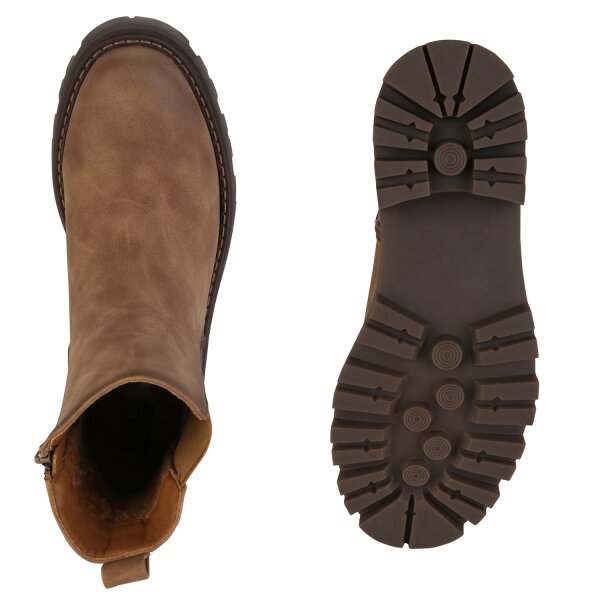 Stiefelparadies Damen Klassische Stiefeletten in Hellbraun Verkauf