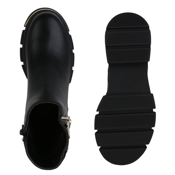 Stiefelparadies Damen Klassische Stiefeletten in Schwarz Schlussverkauf