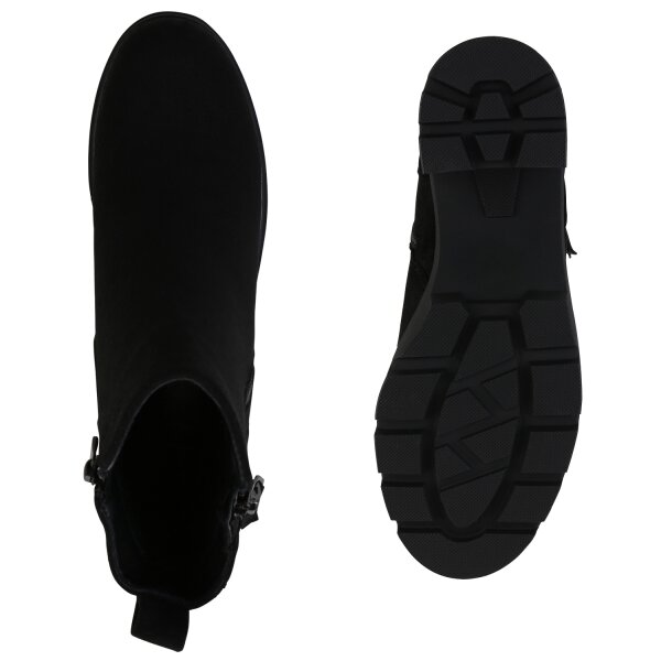 Stiefelparadies Damen Klassische Stiefeletten in Schwarz Günstiger Verkauf
