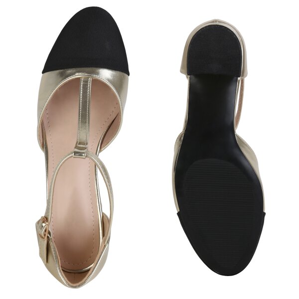 Stiefelparadies Damen Mary Janes in Gold Fabrikverkauf