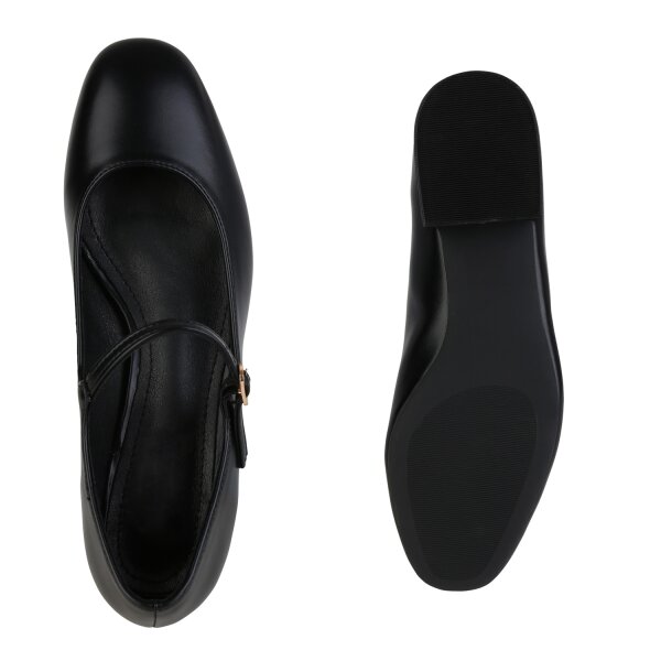 Stiefelparadies Damen Riemchenballerinas in Schwarz Limitierter Zeitrabatt